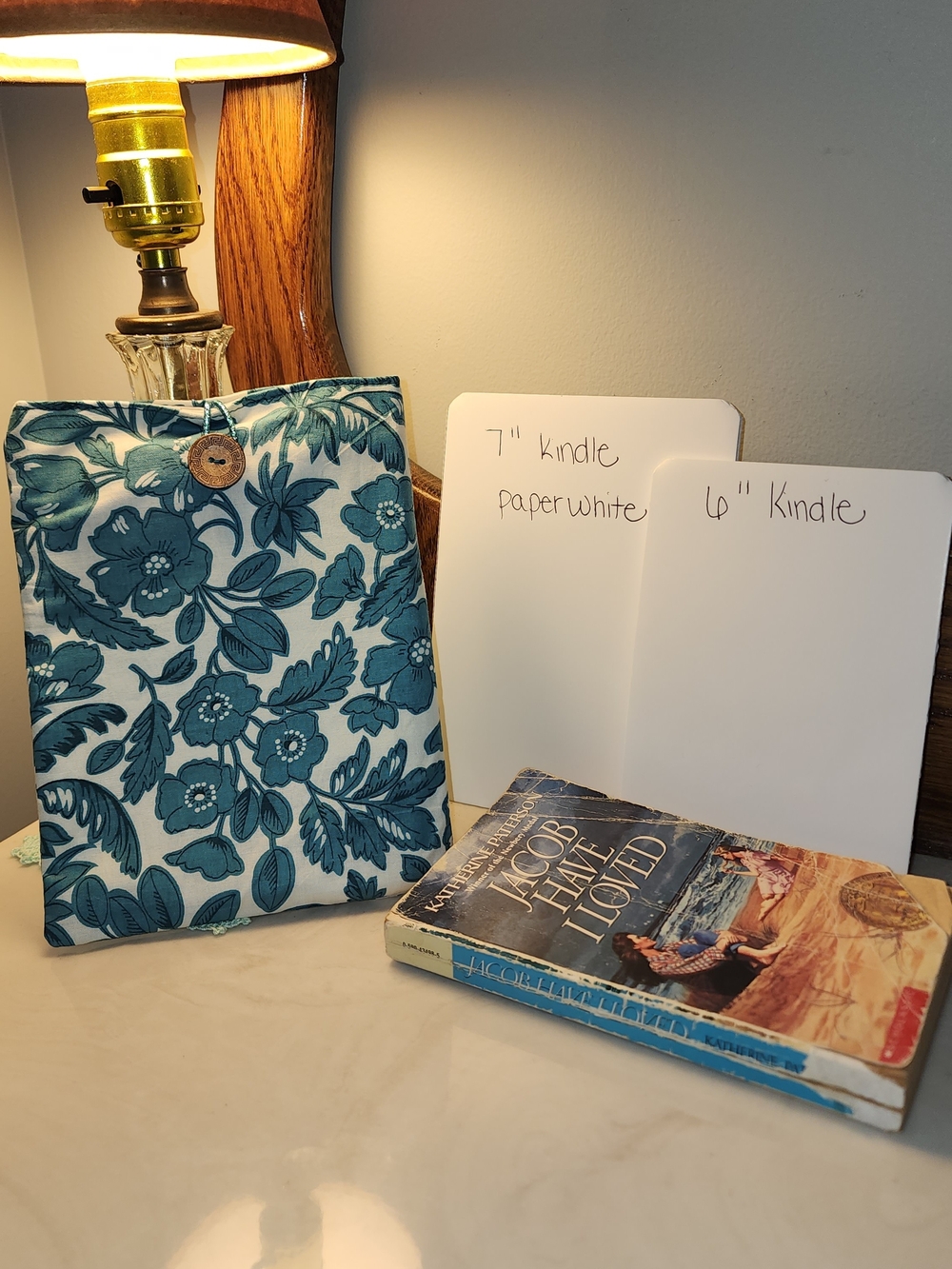 Floral Blue Tablet Sleeve with Button Closure